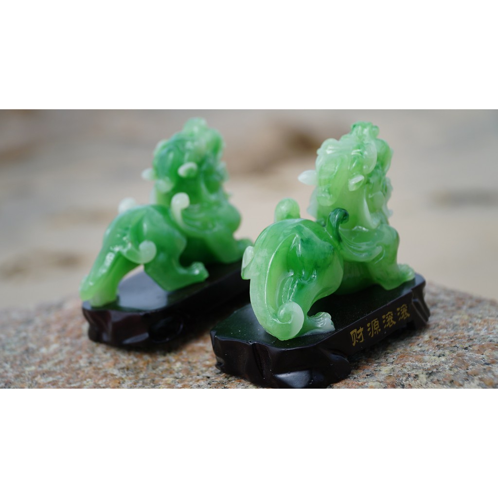 Cặp tượng Tỳ Hưu xanh ngọc phong thủy tài lộc - Cao 10cm | BigBuy360 - bigbuy360.vn