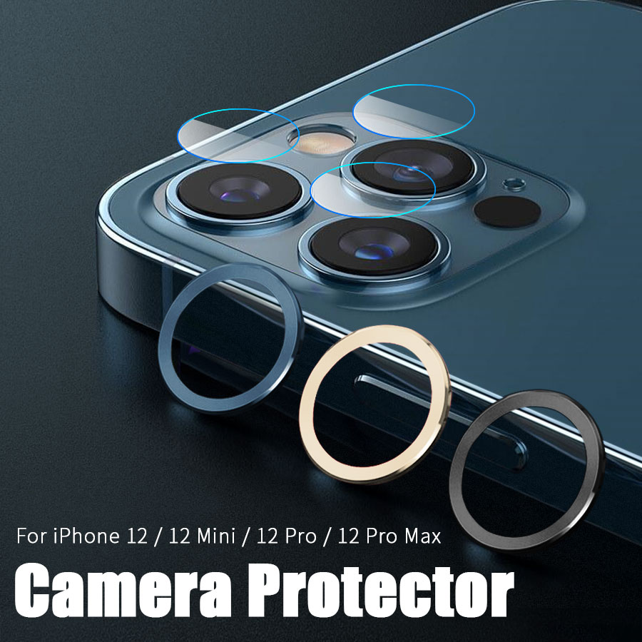 Bộ viền kim loại + kính cường lực bảo vệ camera sau cho Iphone 12 Pro Max 12 Mini