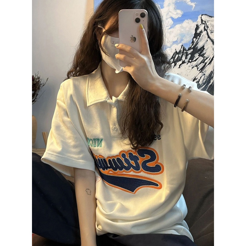 Áo Thun Nữ Ngắn Tay Cổ Bẻ Thời Trang Hàn