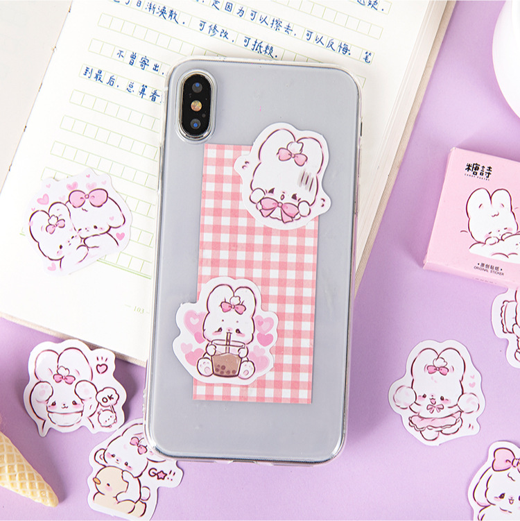 Set 45 tờ nhãn dán trang trí hình thỏ dễ thương