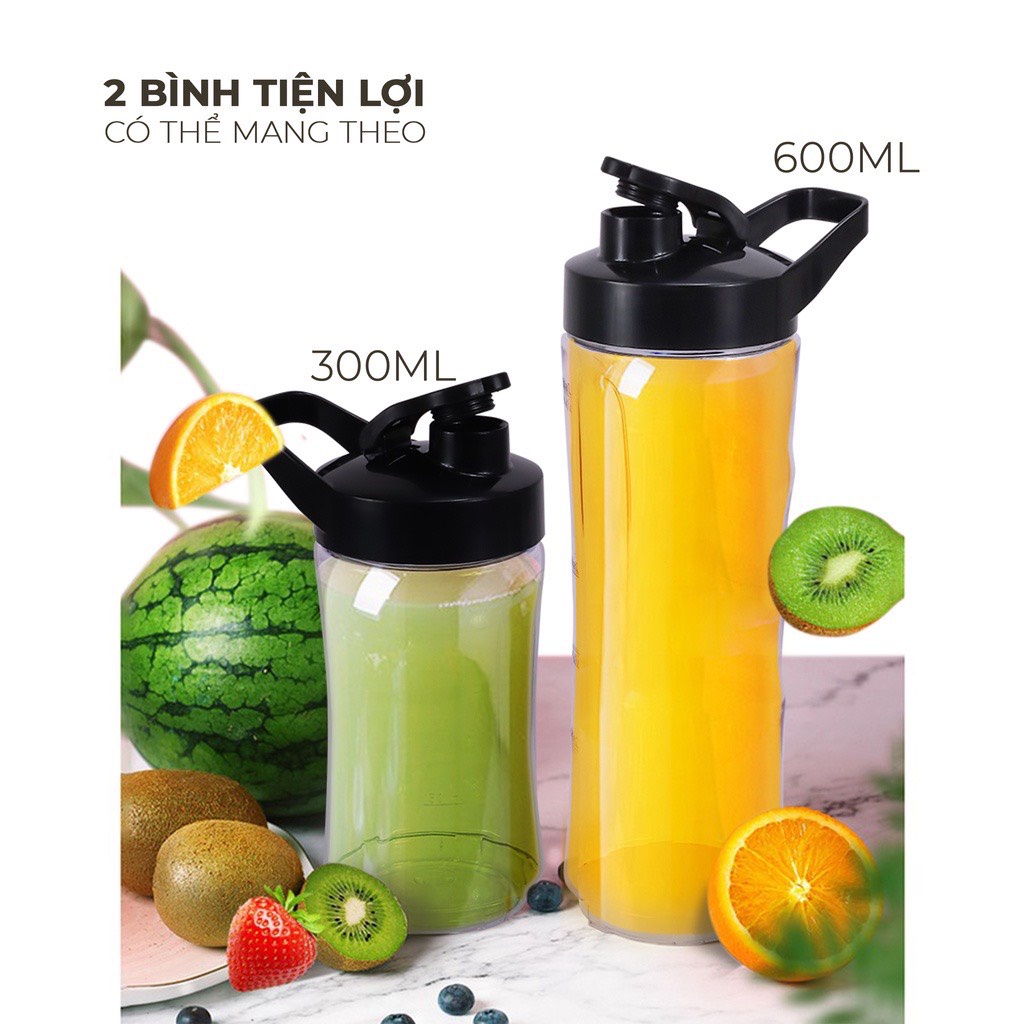 Máy xay sinh tố cầm tay Lebenlang LBSP8648, máy xay mini 1 cối 2 bình