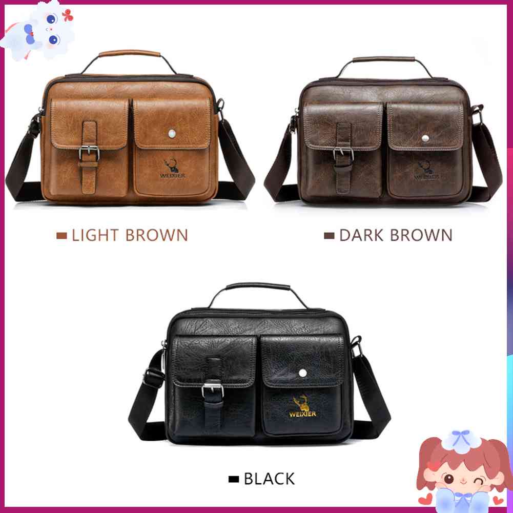 ✿Mars144✿Túi Xách Da PU Nhiều Ngăn Phong Cách Vintage Cho Nam✿