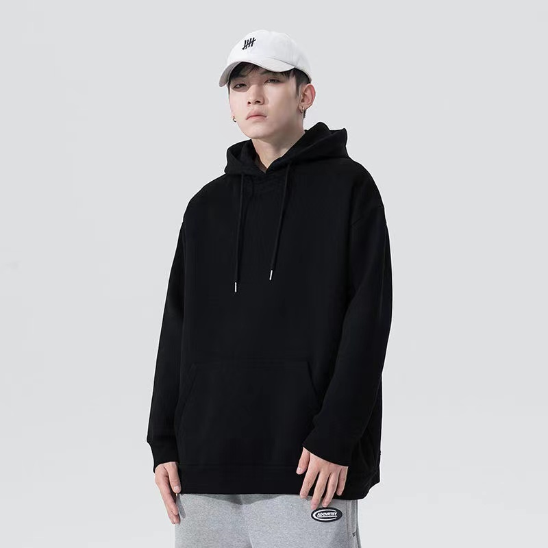 Áo hoodie tay dài màu trơn dày dặn phong cách đường phố thời trang cho nam size M-8XL