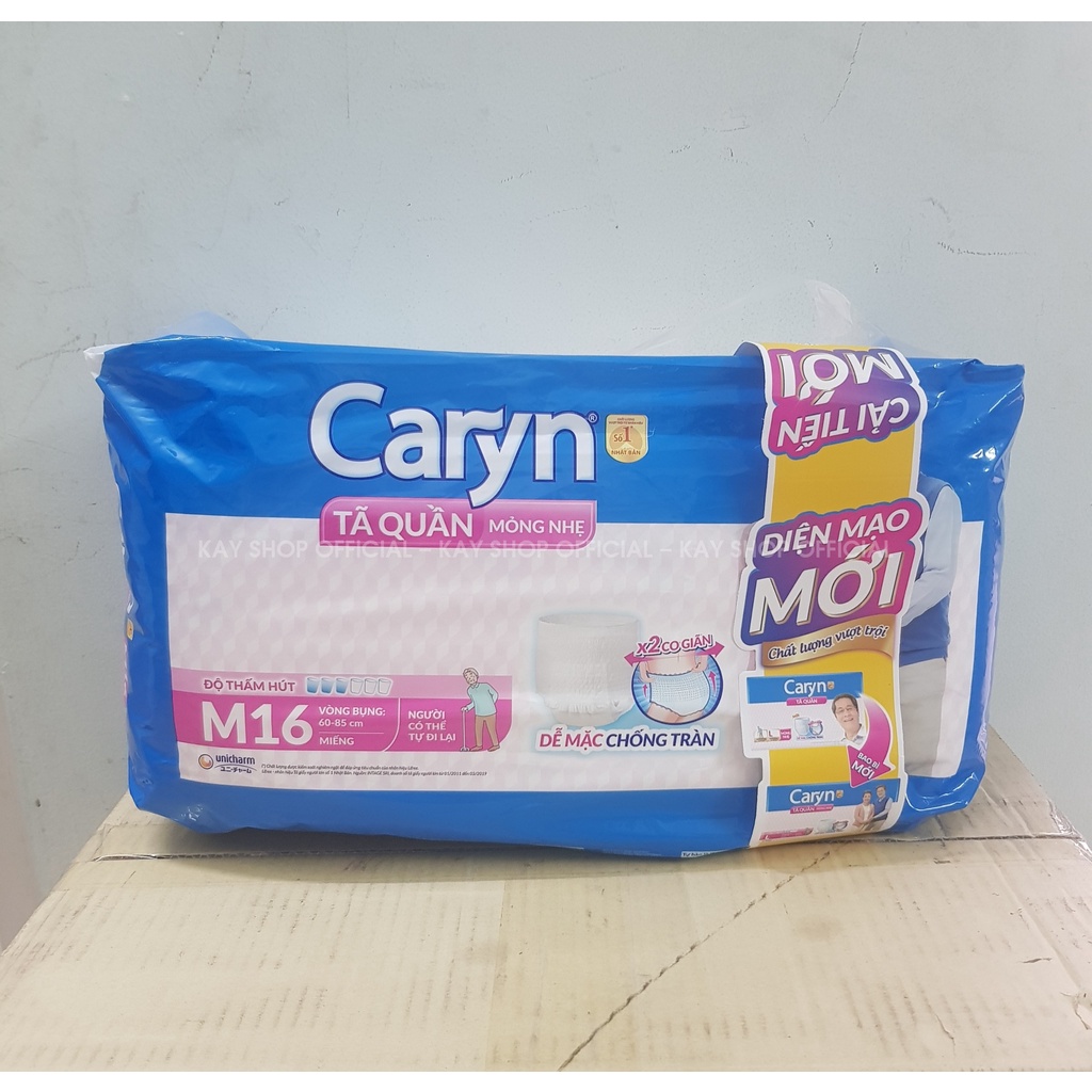 Tã Quần Caryn M16 date mới Gói Siêu Lớn mỏng Nhẹ (16 Miếng) - Tã người già Hàng mới date mới