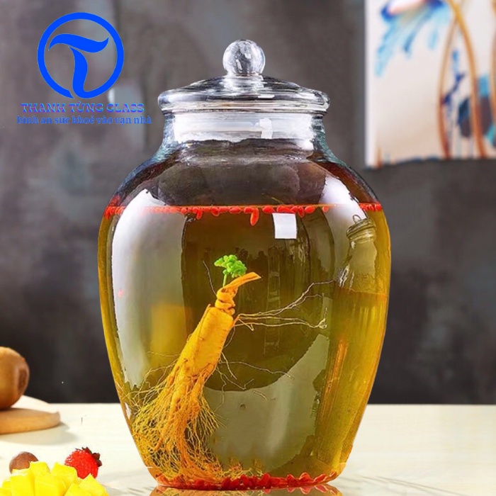 Bình Ngâm Rượu Thủy Tinh 15 lít chum trơn có van & không van