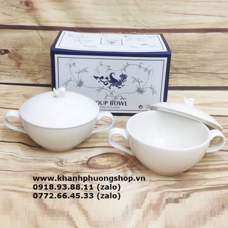 Thố súp có quai cầm sứ Minh Long - thố súp có quai cầm