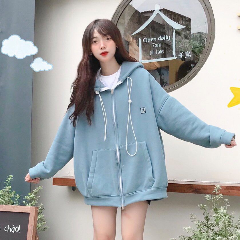 HOODIE FULLZIP "STORY" DOUBLE LABEL PEARL BLUE | BigBuy360 - bigbuy360.vn