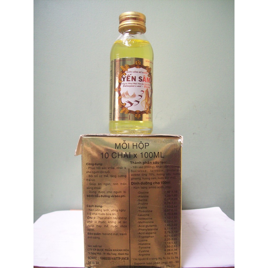 Yến sâm không đường-Dược phẩm Khánh Hòa hộp 10 chai 100ml-PP Sâm Yến Thái An | BigBuy360 - bigbuy360.vn