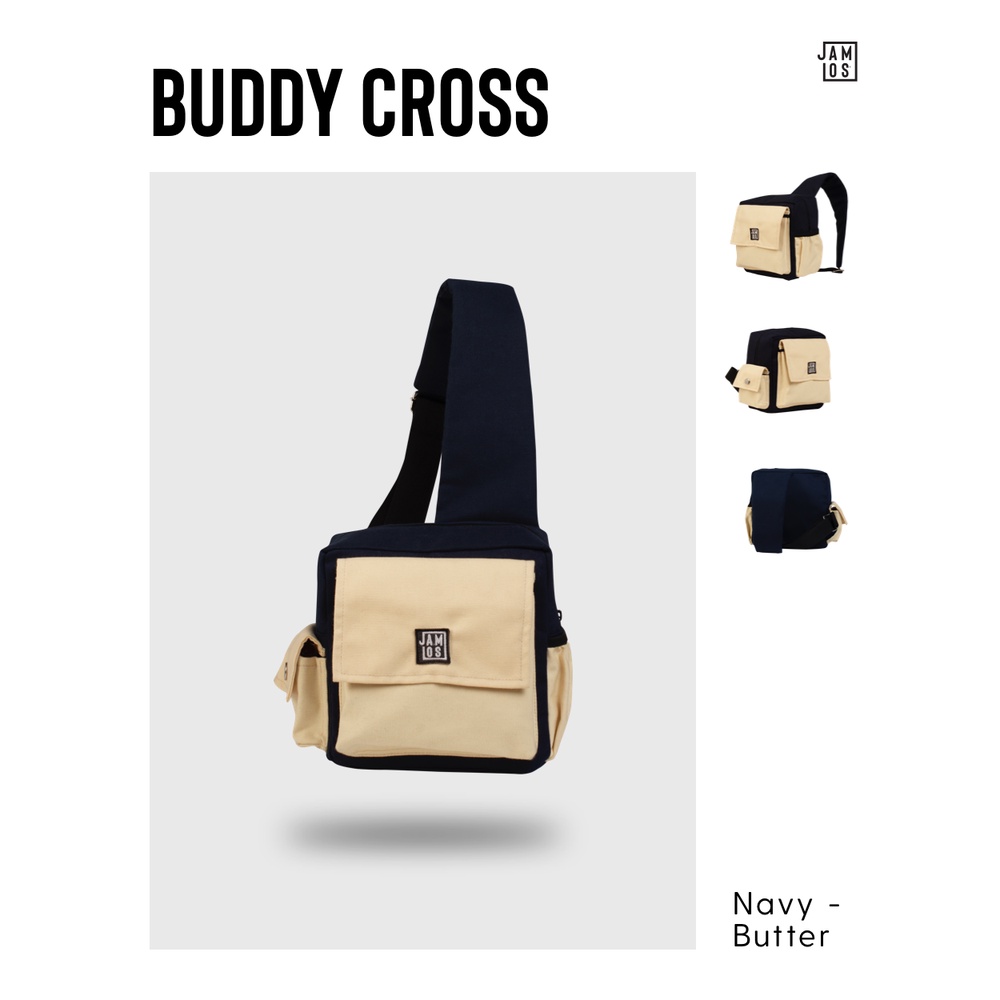 Jamlos Buddy Cross - Túi đeo chéo dáng hộp sau lưng trước ngực thời trang đa dụng tiện ích vải canvas nhiều ngăn