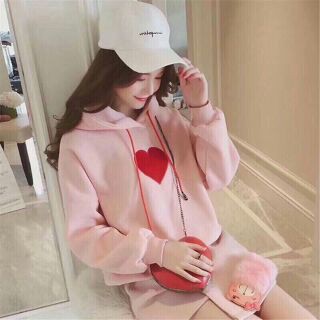 Áo hoodie nỉ thêu hình tim siêu cute