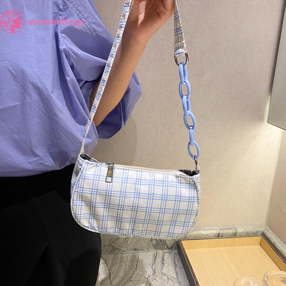 Túi đeo vai canvas họa tiết kẻ sọc thời trang nữ phong cách Hàn Quốc | BigBuy360 - bigbuy360.vn