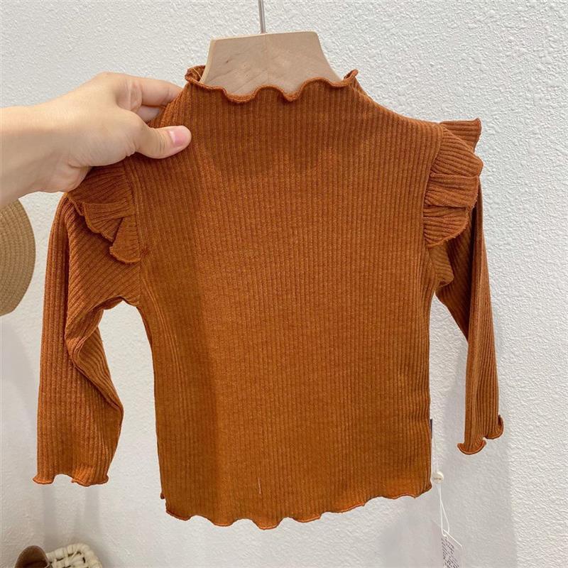 [Babycat] Hàng Có Sẵn Áo Thun Tay Dài Cổ Cao Lót Lông Cừu Mỏng Co Giãn Phong Cách Nhật Bản Hàn Quốc Mùa Thu 2022 Cho Bé Gái