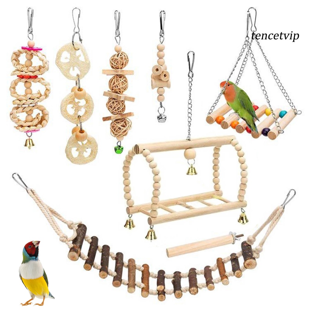 Bộ 8 Đồ Chơi Thang Treo Màu Sắc Chống Cắn Dễ Thay Đổi Màu Dành Cho Chim Vẹt