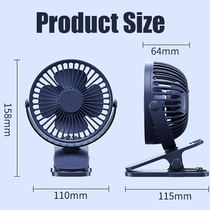 Quạt Làm Mát Mini Dạng Kẹp Để Bàn Không Gây Tiếng Ồn Có Cổng Sạc USB