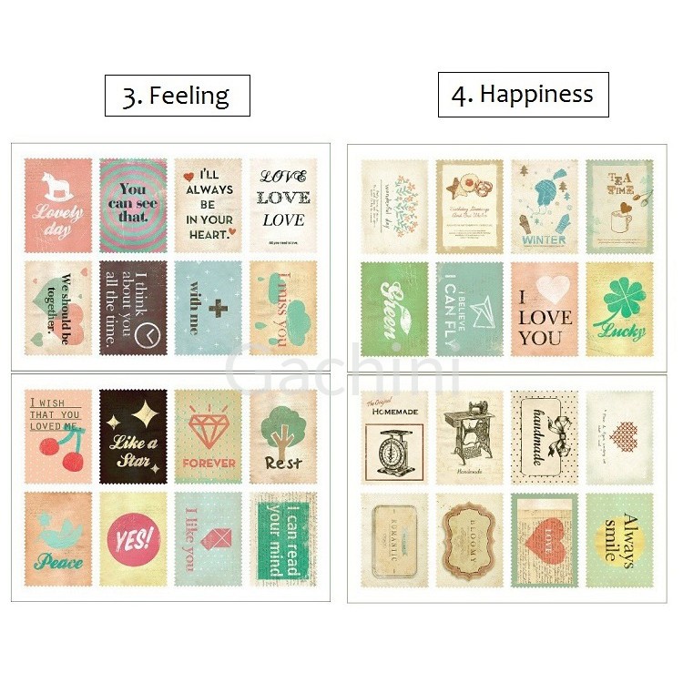Set 16 sticker tem vintage cực xinh