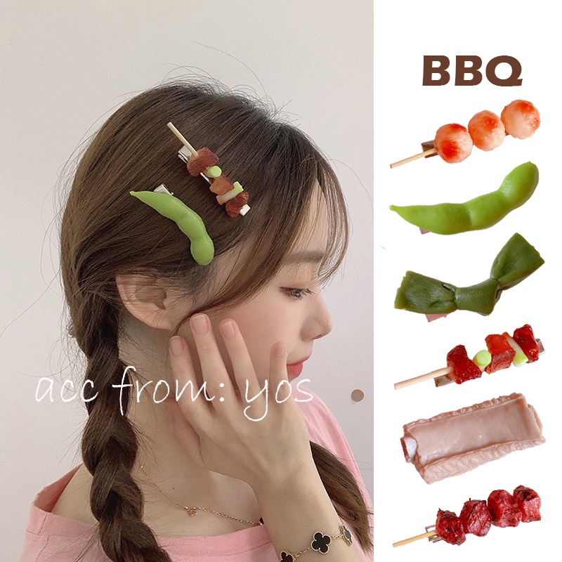 Kẹp tóc Hàn Quốc họa tiết xiên que nướng cực HOT cho nữ