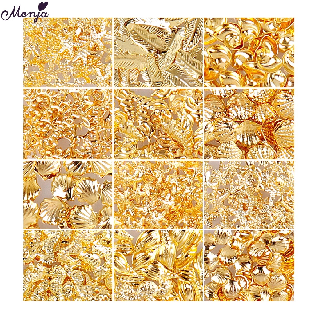 MONJA Hộp Phụ Kiện Trang Trí Móng Tay Nghệ Thuật Hình Vỏ Sò / Sao Biển