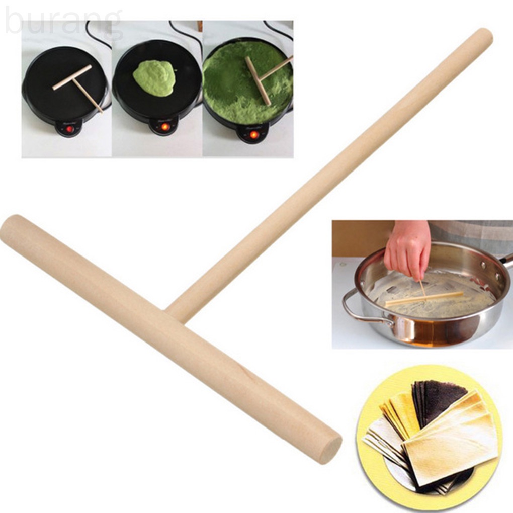 Set 2 dụng cụ làm bánh kếp hình chữ T làm bánh xèo bằng gỗ nhỏ gọn an toàn tiện dụng cho nhà bếp