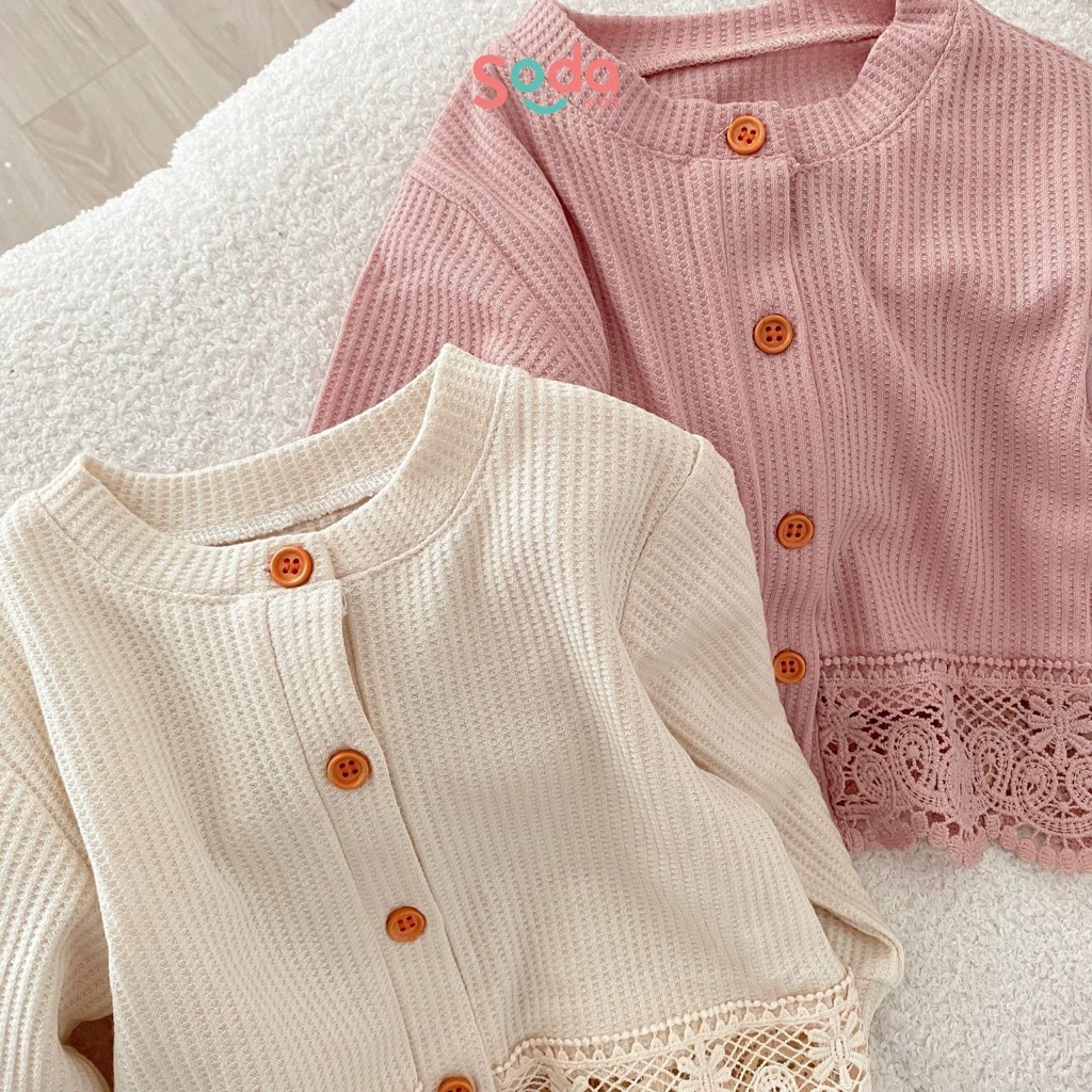 Áo khoác cardigan cho bé gái SODA KIDS phối ren phong cách Hàn Quốc ( nhiều màu )