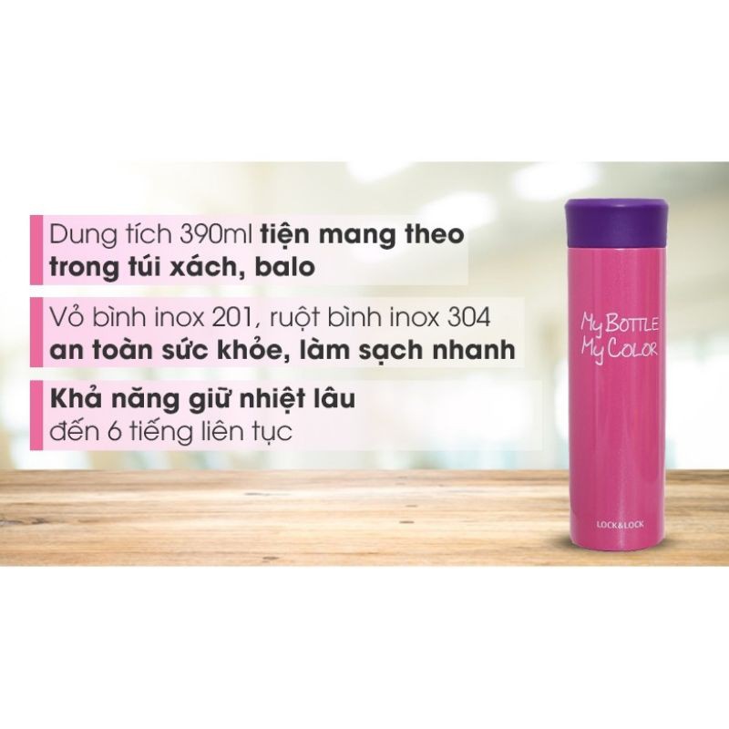 Bình Giữ Nhiệt Lock & Lock Colorful Tumbler in My Bottle My Color 390ml đỏ đen