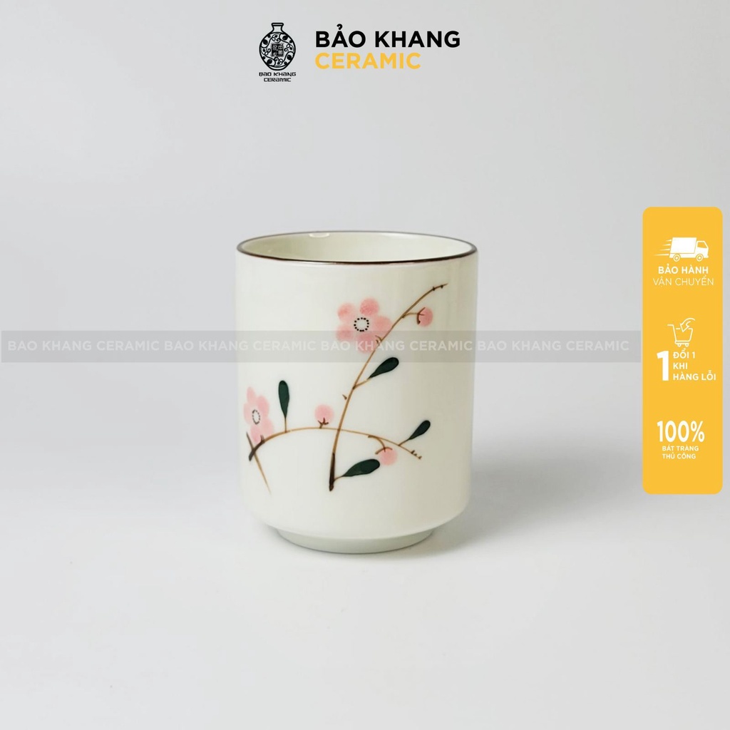 Cốc ly uống nước - cốc uống trà bằng sứ giữ nhiệt Gốm Sứ Bát Tràng