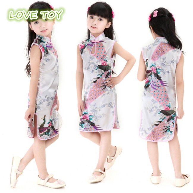 Nkodok Đầm Sườn Xám Cổ Đứng Xẻ Tà Họa Tiết Chim Công Tinh Tế Thân Thiện Với Làn Da Cho Nữ