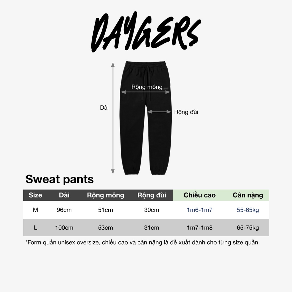 Quần BIG LOGO Sweat pants - Quần unisex dây rút ống bo, nỉ chân cua cao cấp - Local brand Daygers