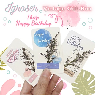 [Thiệp] ⚡ Thiệp giấy handmade Happy Birthday - Trang trí hoa khô phong cách Vintage - IY50