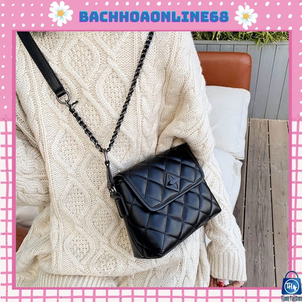 Túi đeo chéo đeo vai nữ khoá xoay đen phong cách Hàn Quốc Bachhoaonline68 577