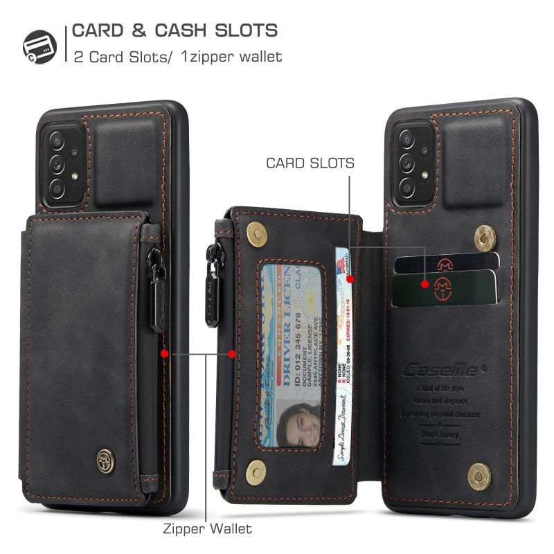 Ốp Điện Thoại Da Kèm Ví Khóa Kéo Phong Cách Retro CaseMe Cho Samsung Galaxy A51 A71 A52 A72 A53 A73