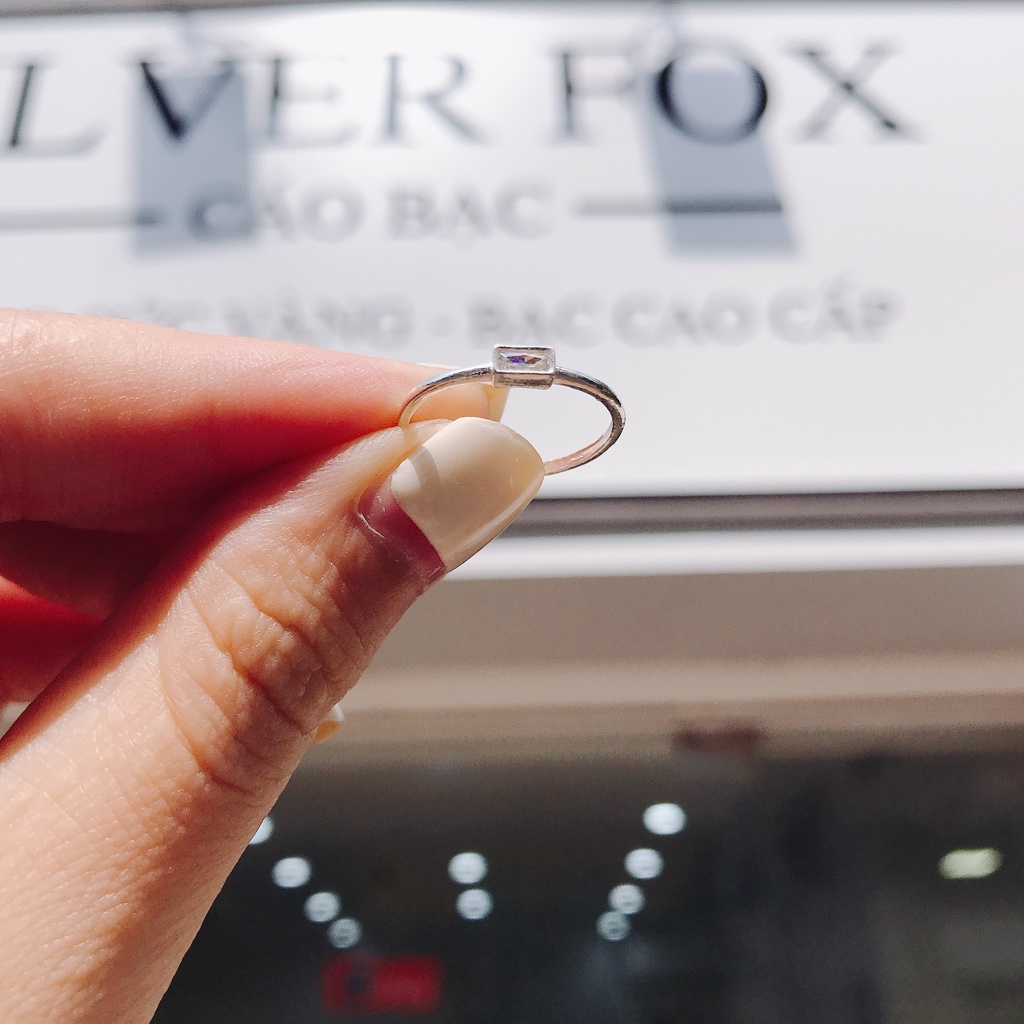 Nhẫn Bạc Ta S925 Cao Cấp CaoBac Silver Đính Đá Hình CHữ Nhật 4 Chấu Sáng Lấp Lánh Đơn Giản Thanh Lịch Dành Tặng Bạn Nữ