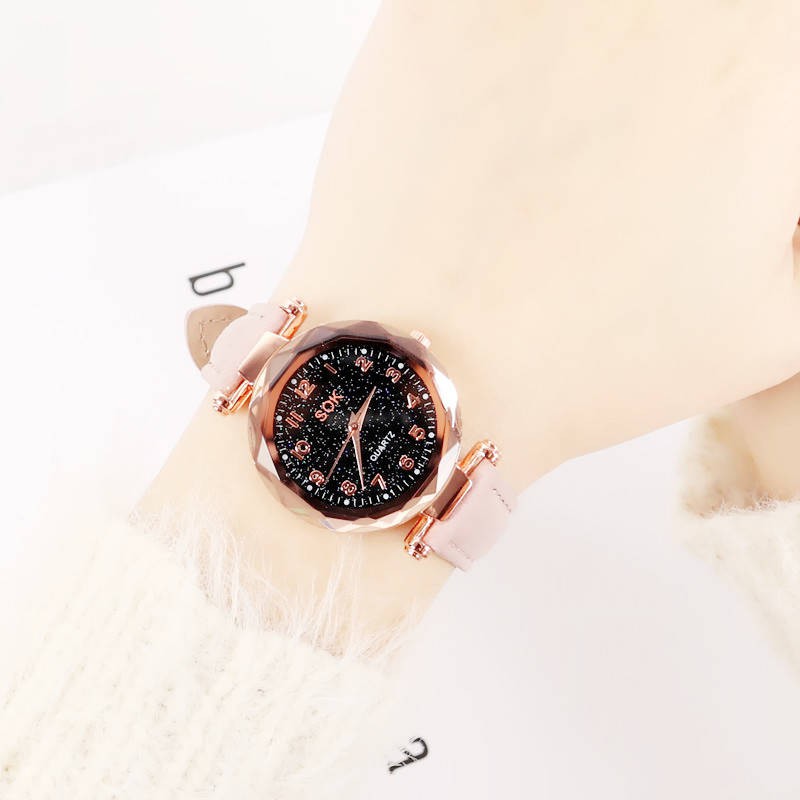 INS Girl Heart Watch Nữ sinh viên Phiên bản Hàn Quốc của Hoa anh đào đơn giản Kỹ thuật số Ngôi sao Đồng hồ đeo tay nữ Th