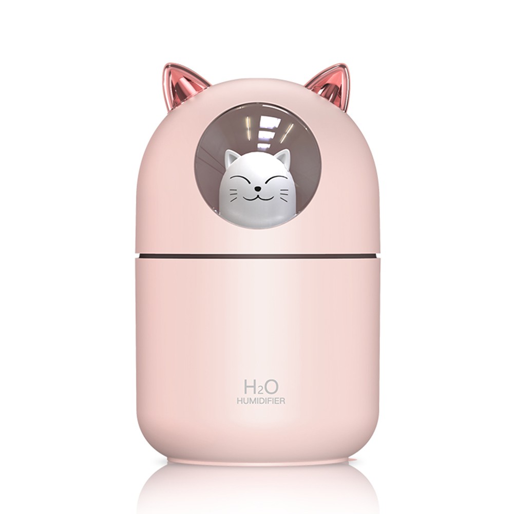 [Free Ship]Mini USB Humidifier Cute Cat with Colorful Lights 300ml Water Tank 4-8H Quiet Operation for HomeTắt tiếng