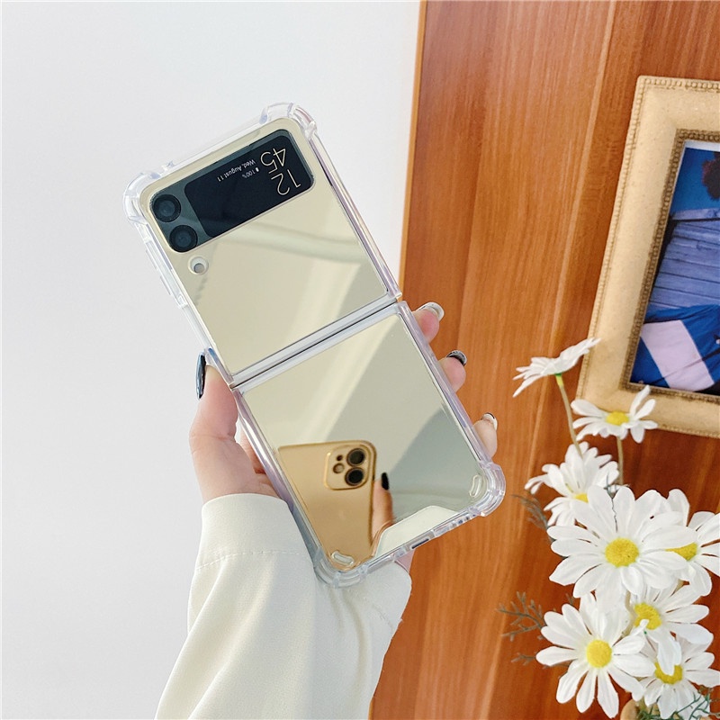 Ốp Điện Thoại Mặt Gương Trang Điểm Màu Hồng Cho Samsung Galaxy Z Flip 3 Z Flip 4 Samsung Z Flip 4 Zflip3