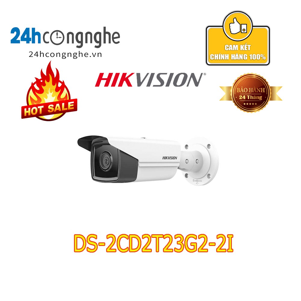 Camera quan sát IP HIKIVISION DS-2CD2T23G2-2I (độ phân giải 2.0MP, hồng ngoại 60m, hỗ trợ khe thẻ nhớ 256GB, H.265+)