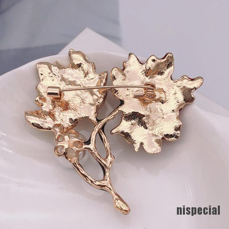 [nis-beauty] Vintage Maple Leaf Pearl Brooch Corsage Pin Accessories Gift Jewelry