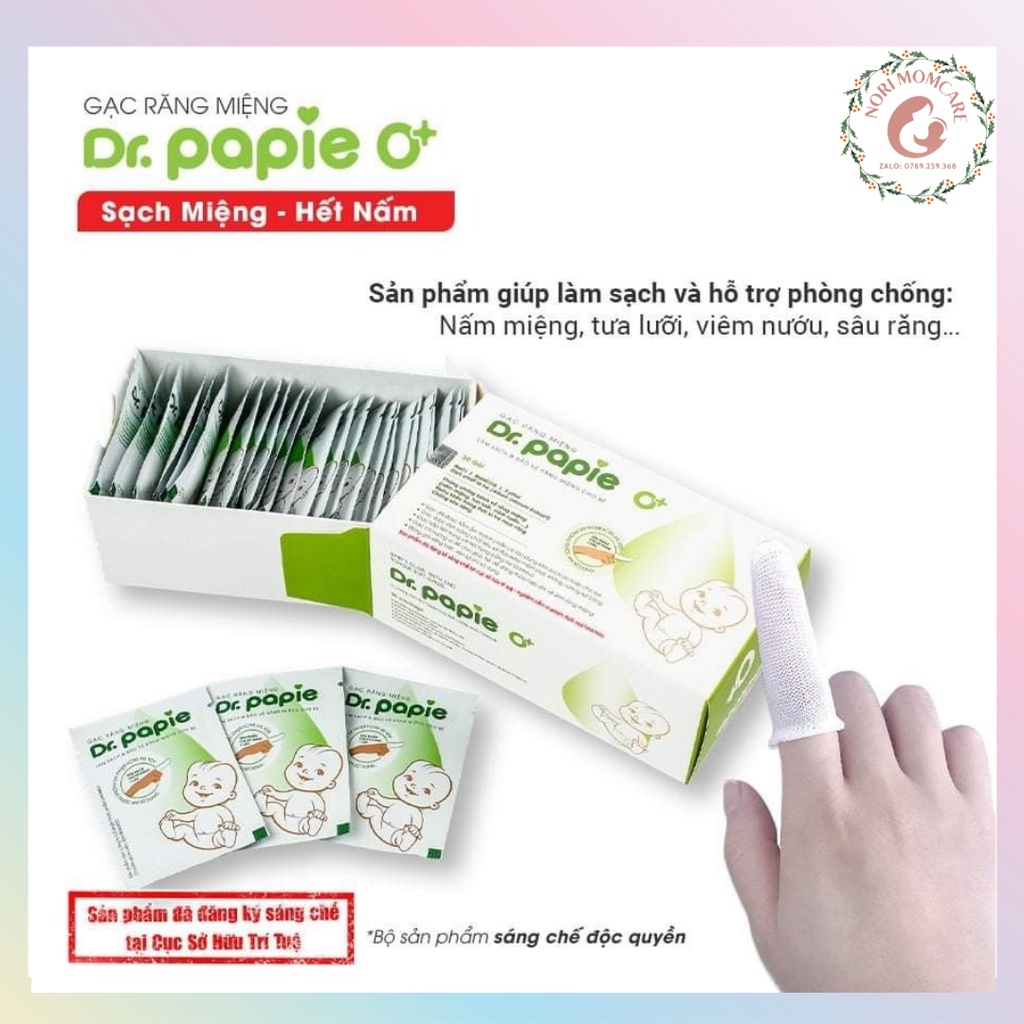 Gạc Rơ Lưỡi Dr Papie Vệ sinh răng miệng Cho Trẻ Sơ Sinh Hộp 30 gói Date Xa