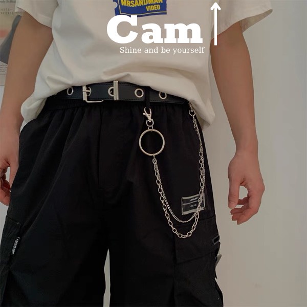 Thắt Lưng Da Nam Nữ - Thắt lưng  nữ nam Dây nịt CHAIN xích 2 hàng khoen Chain xích Thắt lưng dây xích treo quần