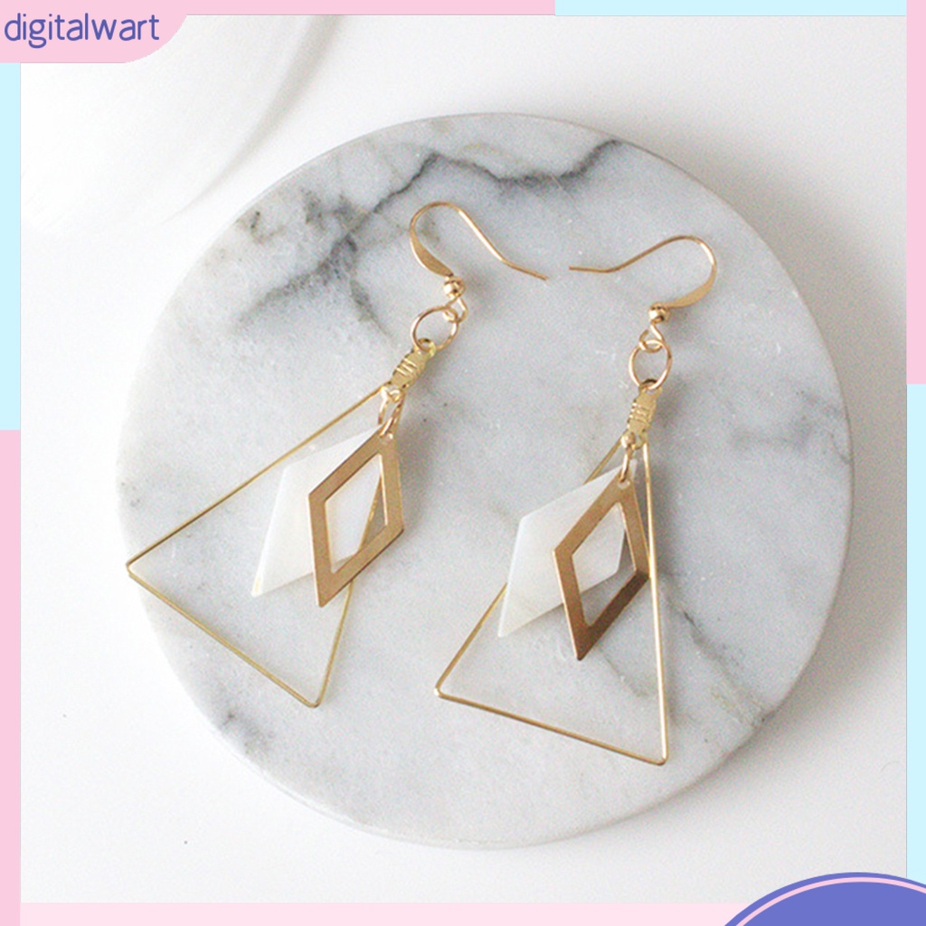 Đôi bông tai dáng dài hình tam giác đính đá độc đáo thời trang cho nữ