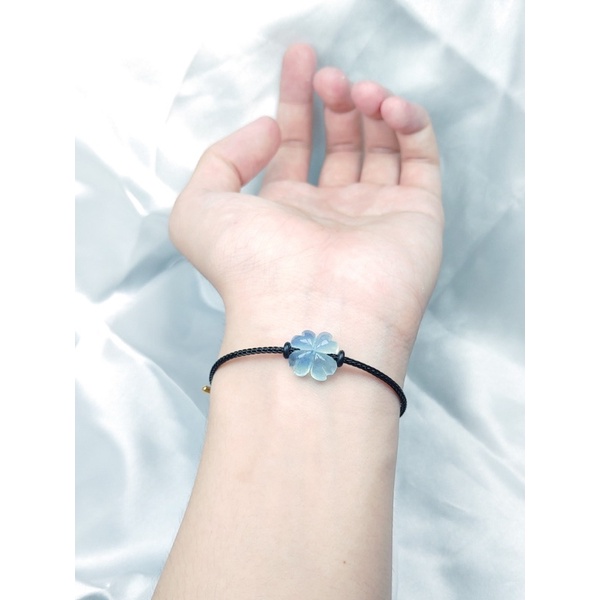 Vòng Tay Cỏ 4 Lá Aqua Xanh Dương - May Mắn Bình An
