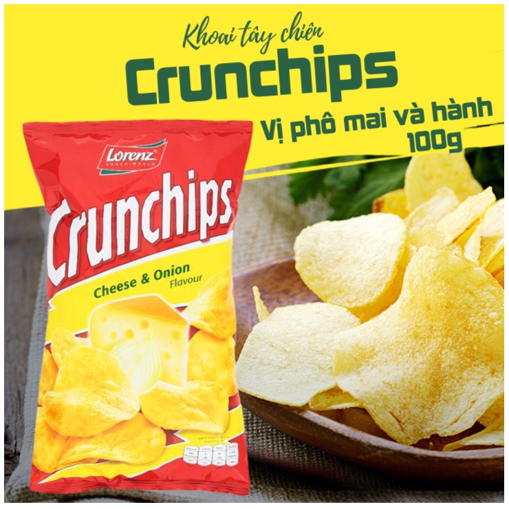 Lorenz khoai tây chiên Crunchips vị phô mai và hành 100g