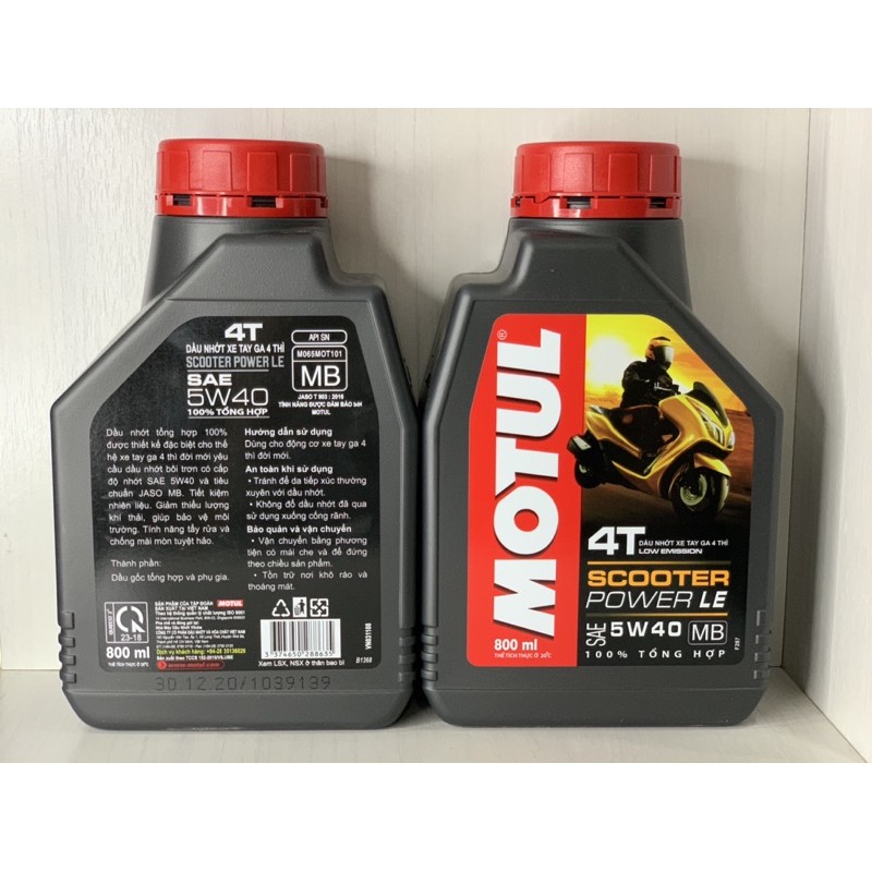 Nhớt Máy XE TAY GA Cao Cấp Motul Scooter Power LE 5W40 Tổng Hợp Toàn Phần API SN, JASO MB