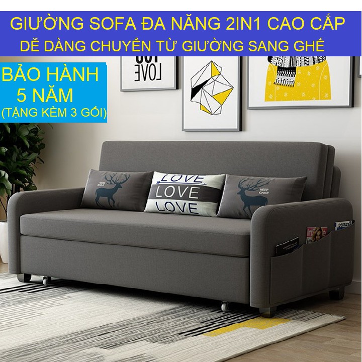 [ GIÁ TỐT] GHẾ SOFA THÔNG MINH, ⚡ Khung Thép Cap Cấp ⚡GIƯỜNG GẤP KHUNG THÉP CÓ NGĂN CHỨA ĐỒ ( Tặng Kèm Túi Thơm)