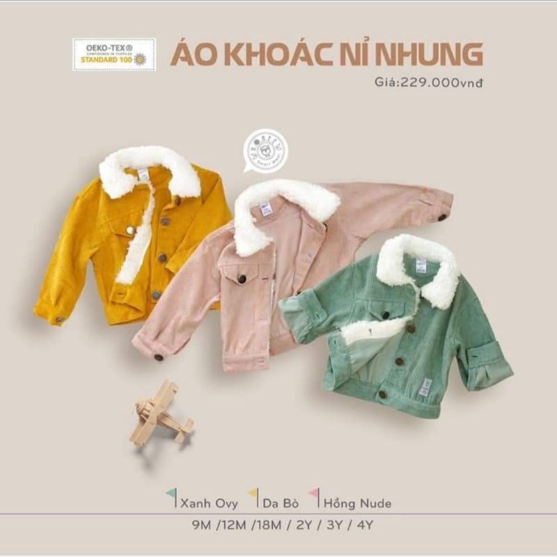 HRNEE_ Áo Khoác Nỉ Nhung Hrnee