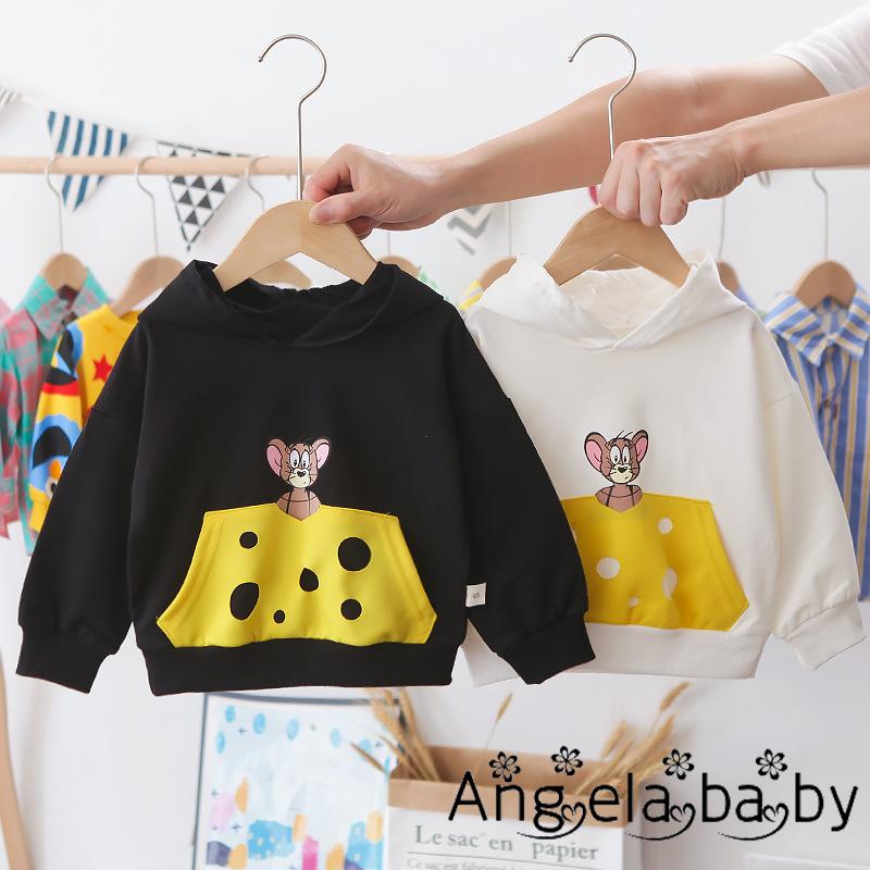 Áo Hoodies Có Nón Dài Tay In Hình Chuột Mickey Cho Bé Trai