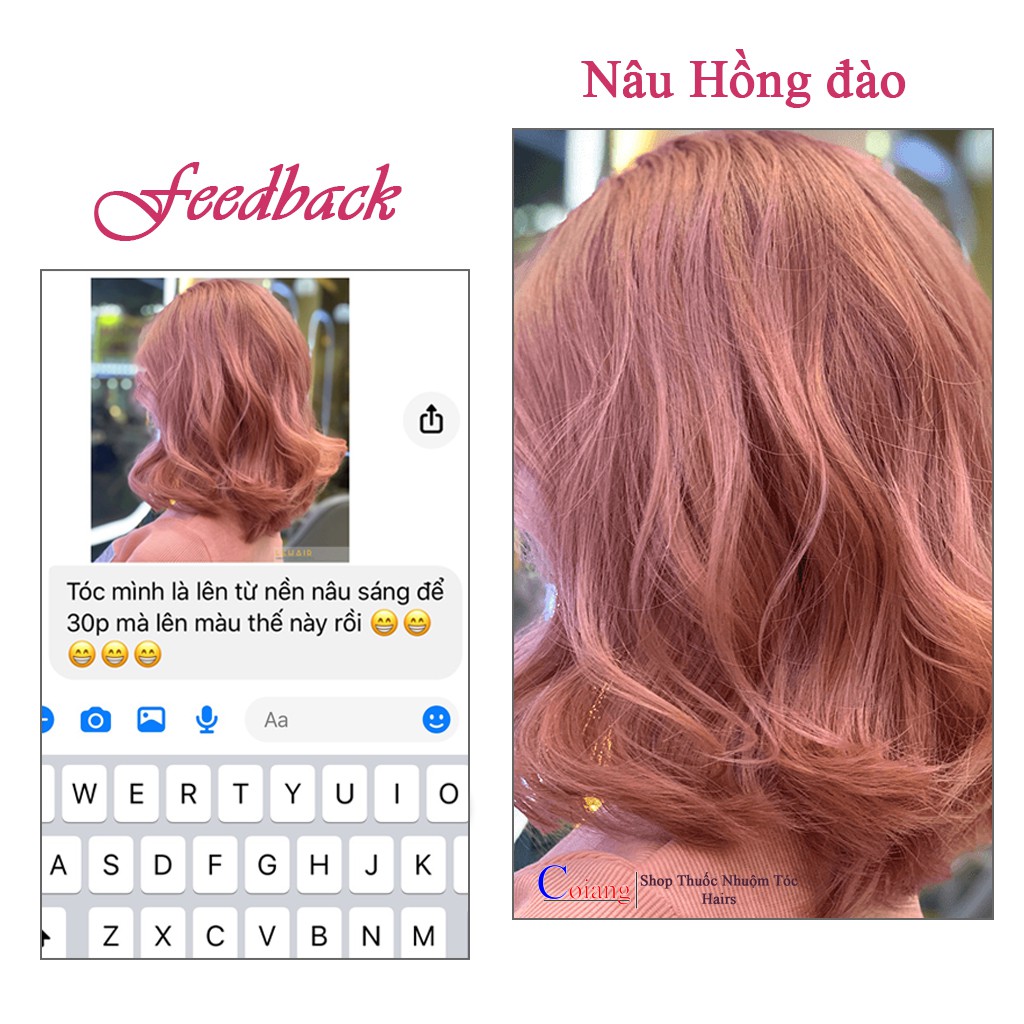 Thuốc nhuộm tóc NÂU HỒNG ĐÀO không cần thuốc tẩy tóc Chenglovehairs, Chenglovehair