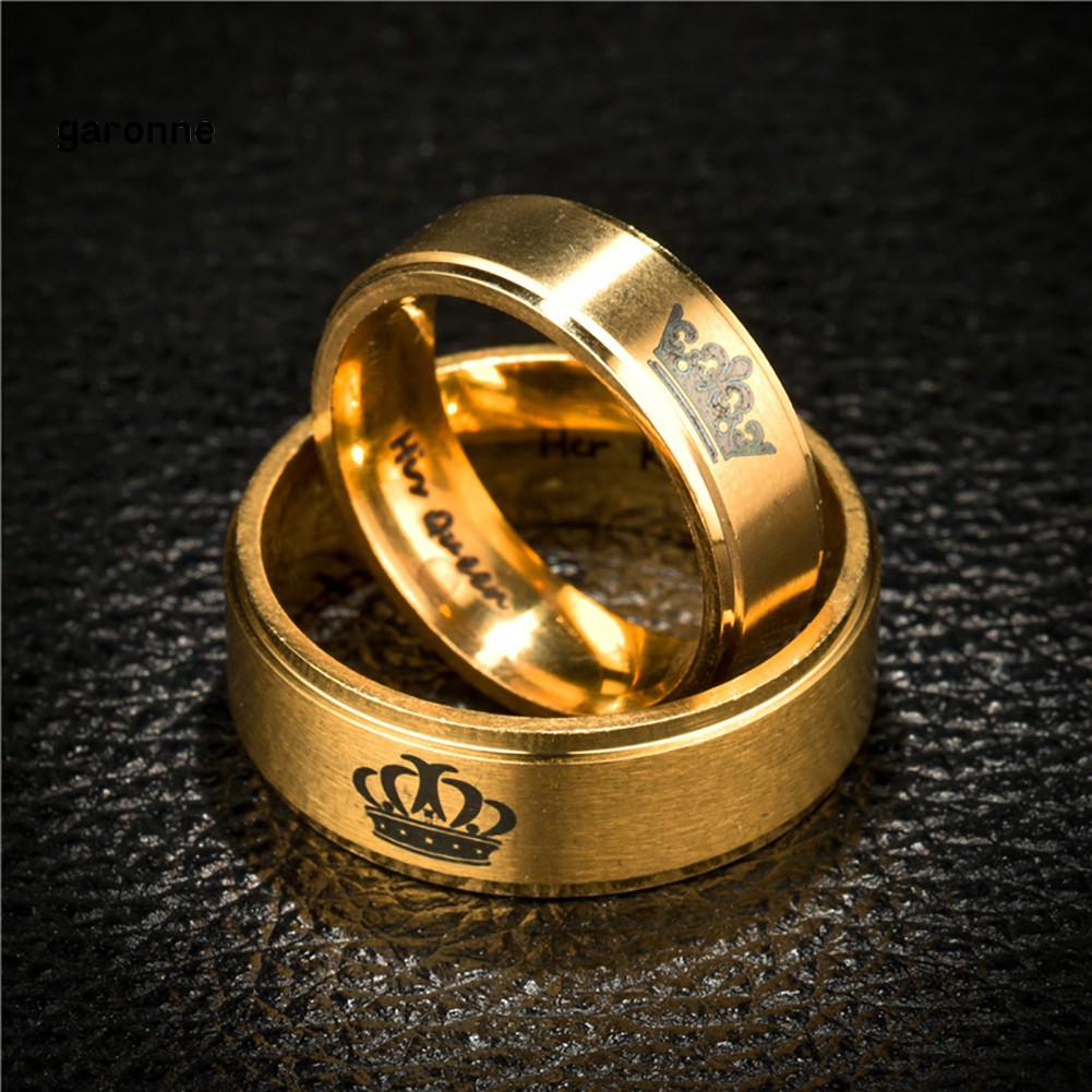 Nhẫn đôi bằng thép Titan khắc chữ King / Queen thời trang