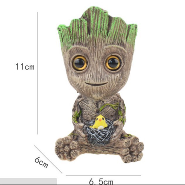 Tượng groot kèm sủi oxi trang trí bể cá- tượng groot đá sủi oxi