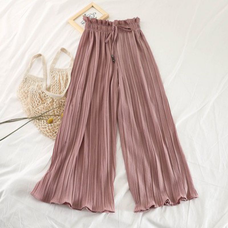 Quần Dập Ly Ống Rộng Loại Dài 90cm Bản Chun To Có Lót Trong, Quần Dập Li Giả Váy