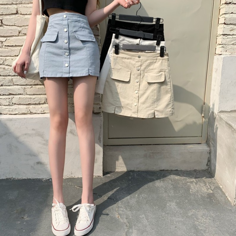 Chân Váy Chữ A Ngắn Đính Nút 4 Màu Thời Trang Cho Nữ | BigBuy360 - bigbuy360.vn